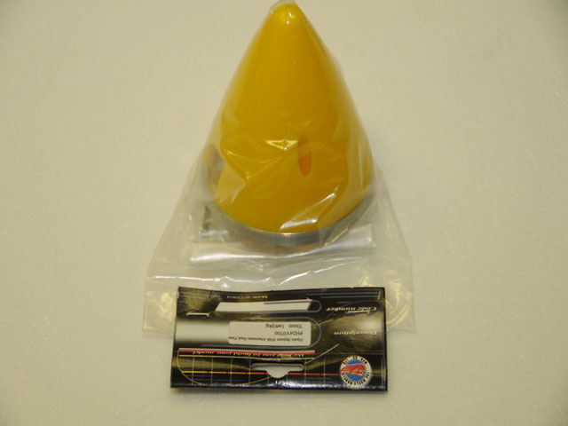TWM PLASTIC SPINNER WITH ALU. BACK PLANE 89mm (YELLOW)
