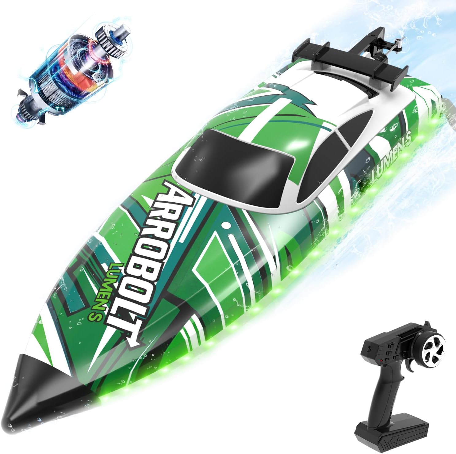 ARROBOLT Lumen S Brushless 56km/h Teljes Proporcionlis Tvirnyts Haj - 797-6 RTR - Zld